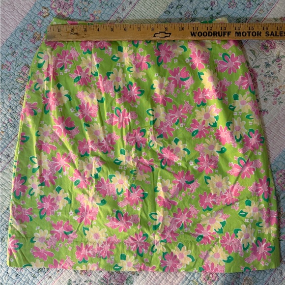 Vintage Lilly Pulitzer Skirt Pink/Green Floral w/ Rhinos Cotton Lined: Size 6 - Picture 9 of 16
